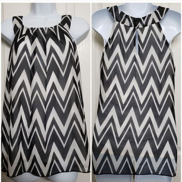 Women's Sleeveless BLK/WHT Tunic by iZ - Picture 1 of 3